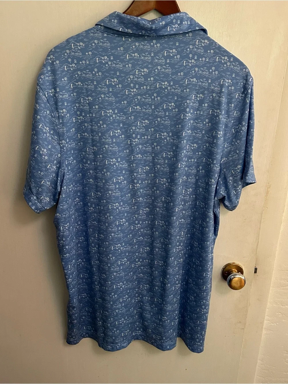 J. Crew Golf Polo Shirt Mens XL Blue Tiny Golfers AOP Pickleball Tennis Preppy
